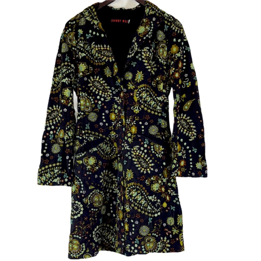 JOHNNY WAS Black Embroidered Tunic Jacket | M